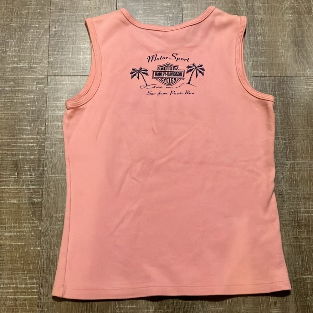 Harley-Davidson Girl’s Early 2000s Pink Sz M Fitted Tank Top. Eagle Graphic EUC - Picture 4 of 8